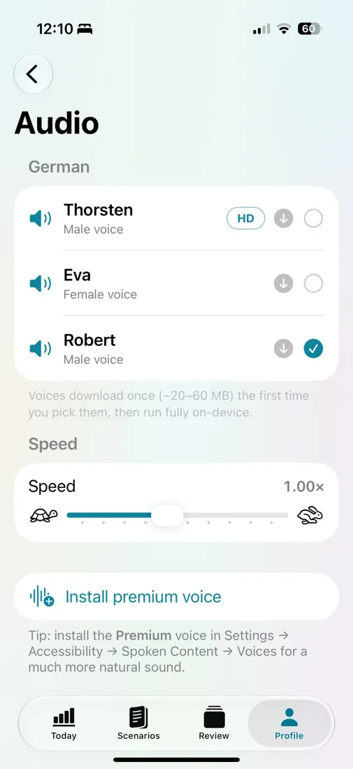 Halm reads every story aloud, with adjustable speed.